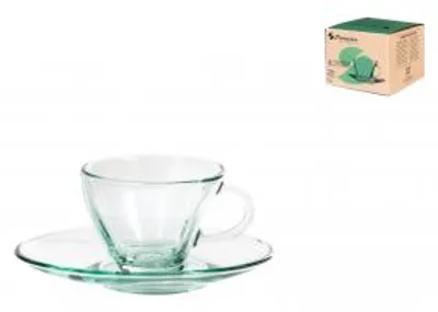Immagine prodotto di PASABAHCE Set 4 Tazze Caffè Con Piatto Penguen Vetro Cl 10