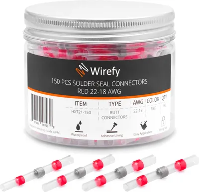 Produktbild von Wirefy Rote Lötverbinder mit Schrumpfschlauch im Set - Kabelverbinder wasserdicht - Schrumpfschlauch Transparent Stoßverbinder - Schrumpfverbinder