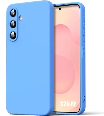 Image de Coque pour Samsung Galaxy S25 FE, Silicone Liquide Protection Slim Antidérapant Antichoc Anti-Rayures Bleu