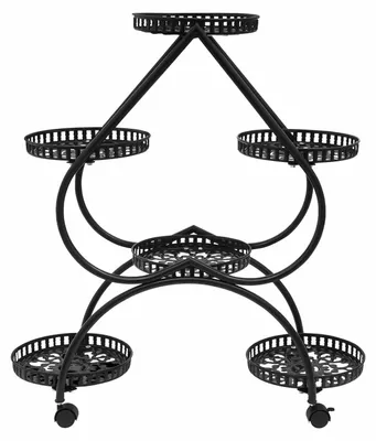 Produktbild von Herzförmiger Blumenständer - Pflanzenregal für Blumentöpfe - 6 Ebenen Metall - Mehrstöckiges Pflanzenregal Indoor - 73x28x80 cm - Schwarz