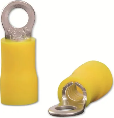 Productafbeelding van QUADRIOS ringkabelklem, 22C456, 4,0 - 6,0 mm², geel, met isolatie, gatdiameter 4,3 mm, 100 stuks.