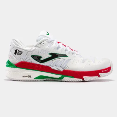 Image de Joma T.Slam 2202, chaussures de padel pour hommes, blanches/rouges/vertes, taille 40