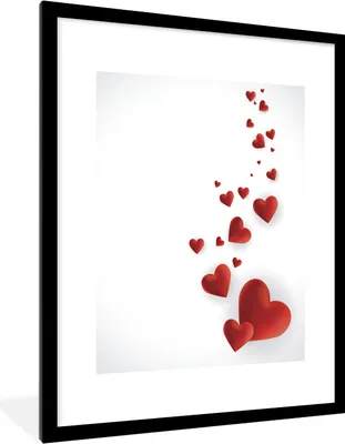 Produktbild von MuchoWow® Gerahmtes Poster Eine Illustration eines Pfades der Herzen 60x80 cm - Poster mit Schwarzem Bilderrahmen Wandposter Rahmen Foto Bilder - Wohnzimmer - Dekorationen - Prämie