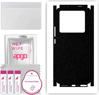 Produktbild von apgo Rückseite + Seiten Schutzfolie, Skin, kompatibel mit Infinix Note 40 Pro, Hinten Displayschutzfolie aus Vinylfolie, kratzfest, einfache Montage - Mattschwarz