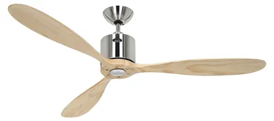 Zdjęcie produktu dla Energooszczędny wentylator sufitowy z pilotem Aeroplan Eco chrom / naturalne drewno 132 cm