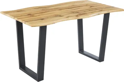 Produktbild von Esstisch Kopenhagen | 140 x 80 cm | Holz Wildeiche-Optik | Baumkante | V-Gestell Metall schwarz | Esszimmer & Küche