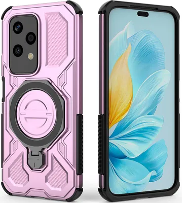 Immagine prodotto di Resistente cover per cellulare per Honor 200 Lite, robusta custodia con supporto ad anello, supporto magnetico e supporto Rosa