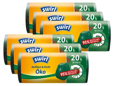 Produktbild von 6x Swirl Öko Müllbeutel 20L ( 18 stk./ Rolle ) mit Zugband