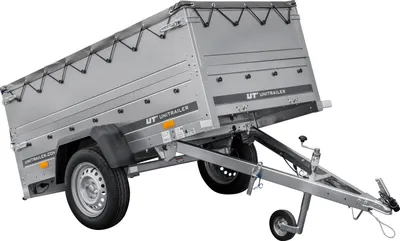 Zdjęcie produktu dla Przyczepka jednoosiowa 200x106 UNITRAILER GARDEN 200 KIPP z burtami BIS, stelażem H-0 i pokrowcem szarym