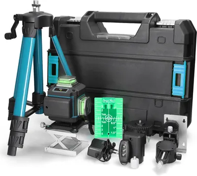 Produktbild von Multifunktionaler 16-Linien-Laser, 3¡ã, selbstnivellierende Maschine, wiederaufladbares Nivellierwerkzeug mit Lithiumbatterie, omnidirektionaler Boden-/Wandaufkleber, wasserdichtes Heimwerker-Werkzeugset mit hoehenverstellbarem Stativstaender