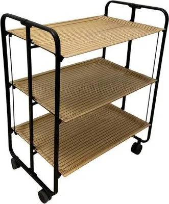 Produktbild von DON HIERRO - Klappbarer Servierwagen BAUHAUS mit Rollen – Metallgestell schwarz, 3 Ebenen, 3 Positionen