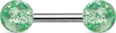 Produktbild von viva-adorno Barbell Piercing Stab Traguspiercing Cartilage Chirurgenstahl Glitter Glitzer Kugeln Acryl verschiedene Farben Z315,Grün