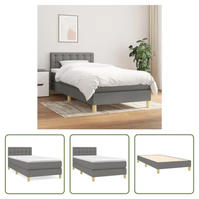 Produktbild von The Living Store Boxspringbett mit Matratze Dunkelgrau 80x200 cm Stoff