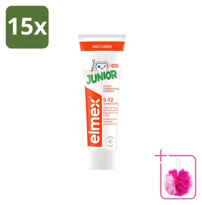 Obrázok produktu pre 15 ks zubnej pasty Elmex Junior – pre deti od 5 do 12 rokov – 75 ml – výhodný balík – 15 kusov