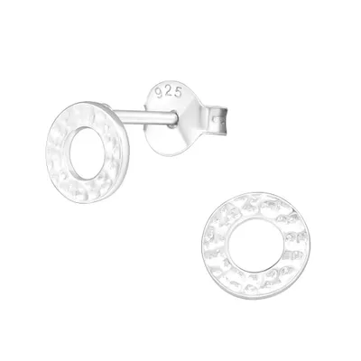 Produktbild von Ohrstecker Kreis gehämmert: 925 Silber Ohrringe offen