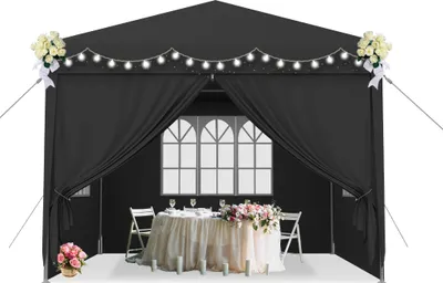 Image de LARS360 Pavillon 3x3 m Tente de fête Tente étanche Tente de bière Tente de jardin Tente de fête extérieure Pavillon de jardin Protection UV avec parties latérales et fenêtres Résistant à l'hiver Tente de camping Anthracite