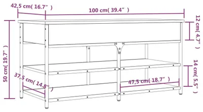 Produktbild von vidaXL Schuhbank Räuchereiche 100x42,5x50 cm Holzwerkstoff