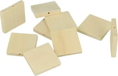Produktbild von 12 Holzperlen quadratisch 30 x 5 mm
