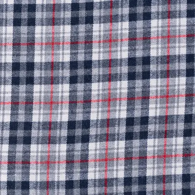 Produktbild von Flanellstoff Meterware Bekleidungsstoff Karos grau blau rot 1,45m