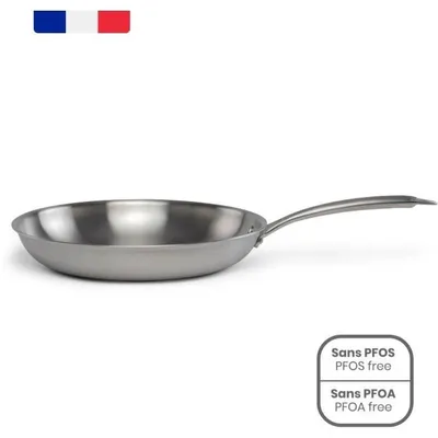 Produktbild von Brigade – 28 cm Edelstahl-Bratpfanne – LIVOO – MEP159 – Dreifach Edelstahl – Geeignet für alle Herdarten, inklusive Induktion – Hergestellt in Frankreich