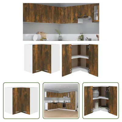 Produktbild von The Living Store Eck-Hängeschrank Räuchereiche 57x57x60 cm Holzwerkstoff