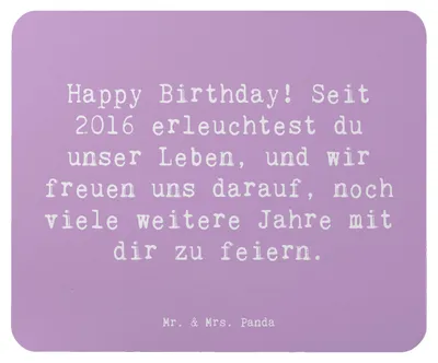 Produktbild von Mr. & Mrs. Panda Mousepad Spruch 2016 Geburtstag - Lavendeltraum - Geschenk, pc mauspad, Geburtstagsgeschenk, Happy Birthday, liebevolle Designs, Mouse Pad, Wärme, laptop