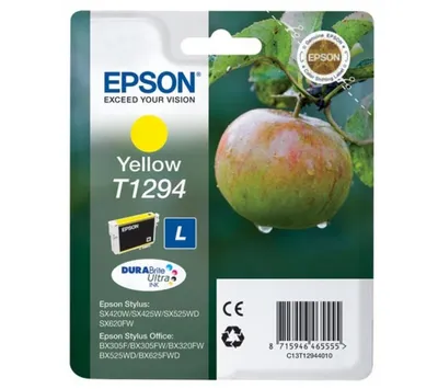 Produktbild von Epson Singlepack Yellow T1294 DURABrite Ultra Ink, Gelb, Epson Stylus Office B42WD Epson Stylus Office BX305F Epson Stylus Office BX305FW, Tintenstrahl