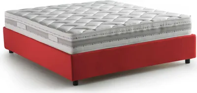 Produktbild von Doppelbett Daajj, Containerbett mit Stoffbespannung, 100%  Italy, Frontöffnung, inklusive Matratze 140x190 cm, Rot