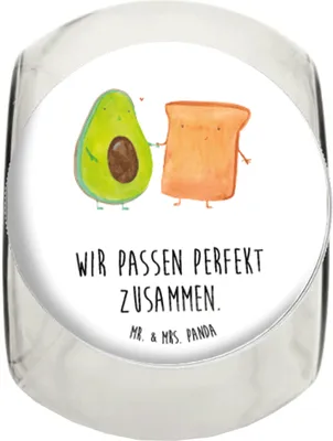 Produktbild von Mr. & Mrs. Panda Bonbonglas Avocado Toast XL 2000ml - Weiß - Geschenk, keksdose glas, Toastbrot, Bonboniere, Kaffeedose, aufbewahrungsglas, gewürzglas, Liebe, Teedose