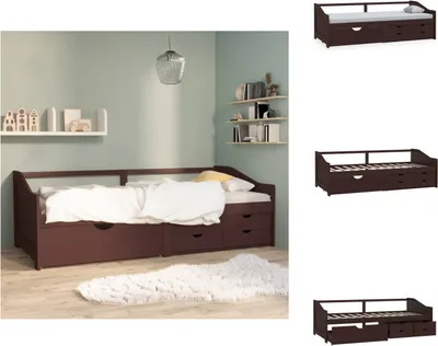 Produktbild von vidaXL Tagesbett 3-Sitzer Schubladen Dunkelbraun Kiefernholz 90x200 cm - Betten & Bettgestelle
