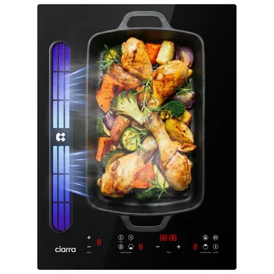 Obrázek produktu pro CIARRA Indukční varná deska s odsavačem par, 39 cm Boost Dotykové ovládání Indukční varná deska se 2 plotýnkami Časovač Flex Zone CBBEH392BF