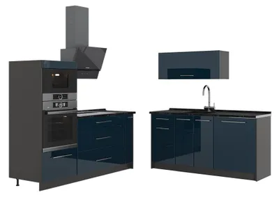 Obrázok produktu pre Kuchyňa Vicco Fame-Line Tmavo modrá vysoký lesk/antracitová 340 cm bez pracovnej dosky, Model 63673
