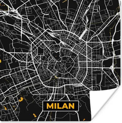 Produktbild von MuchoWow® Poster Mailand - Stadtplan - Gold - Karte 100x100 cm - Babyzimmer