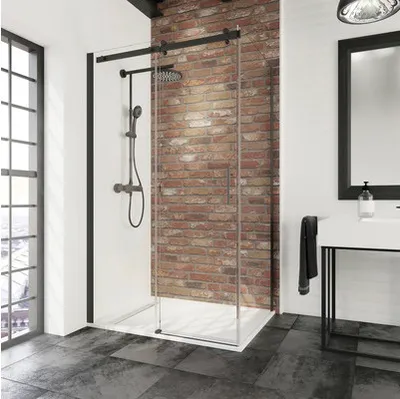Produktbild von Duschtür mit Seitenwand SCHULTE Alexa Style 2.0 ExpressPlus 120 x 90 cm Profil schwarz Klarglas schmutzabweisende Glasbe