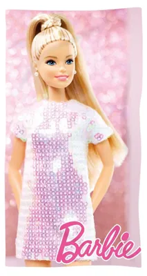 Image de Grande serviette pour enfant Barbie en coton, 70 x 140 cm