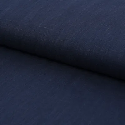 Produktbild von Leinenstoff Meterware mit Baumwolle vorgewaschen dunkelblau 1,40m