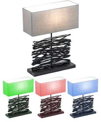 Produktbild von RGB LED Tischleuchte, Holz, Stoffschirm, grau, schwarz, H 50 cm