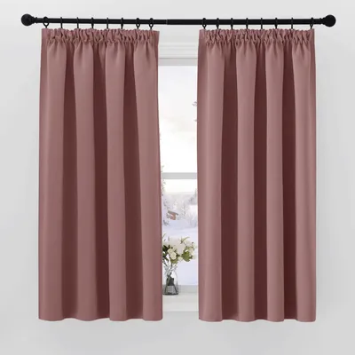 Image de Rideaux pour chambre d'enfant, avec ruban froncé et rail, lot de 2, rose pâle, 137 x 140 cm