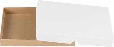 Produktbild von Faltschachtel 13,6 x 19,6 x 2,5 cm, Braun-Weiß, mit Deckel,  Jadekarton - 10er Set