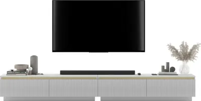 Produktbild von TV-Ständerschrank SELENE von Lindner Möbel – 280 x 37 x 35 cm - Farbe: Weiß matt - Italienische Tiefmattfolie