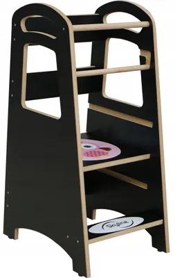 Produktbild von Skyline Steh und Lernturm Baby ab 1 Jahr Montessori Learning Tower Höhenverstellbar Tritthocker Kinder Indoor Möbel Kinderzimmer Trittschemel Kitchen