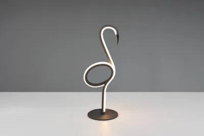 Image de Lampe de table LED, noir, design flamant rose, H 35 cm
