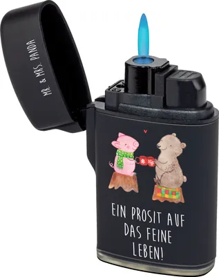 Produktbild von Mr. & Mrs. Panda Feuerzeug Glühschwein Sause - Schwarz - Geschenk, Prost, Feuerzeuge, Bär, sturmfeuerzeuge, Weihnachten, Alles Gute, anzünder, zigarettenanzünder, Schwein