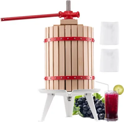 Image de Pressoir à fruits manuel 18L - vinification avec panier en bois - pressoir manuel pour vin de fruits