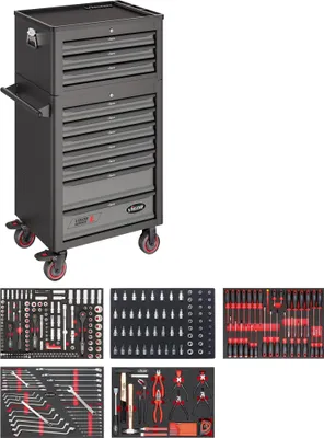 Produktbild von VIGOR Werkstattwagen Series L mit Sortiment und Aufsatzkoffer V4561 344-teilig