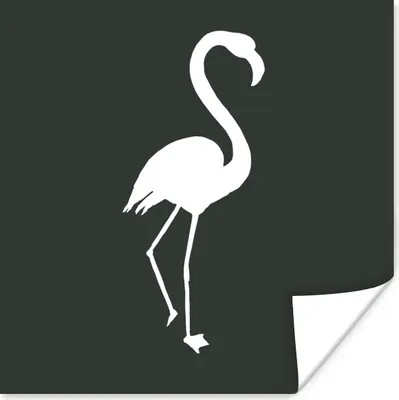 Produktbild von MuchoWow® Poster Flamingo - Scherenschnitt - Weiß 100x100 cm - Babyzimmer