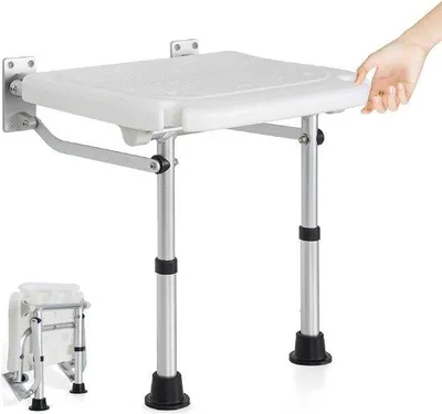 Zdjęcie produktu dla Składane krzesełko prysznicowe – regulowane, antypoślizgowe, maks. 180 kg