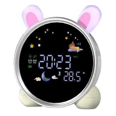 Produktbild von Kinderwecker mit Nachtlicht, Weckfunktion, Schlaftraining, Temperaturanzeige, niedliche Zimmerdekoration, Geschenkidee für Kinder,Hase