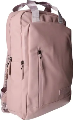 Produktbild von Rucksack BKR-505 aus glattem Kunstleder, Rosa, mit Laptopfach und verstellbaren Schultergurten, 33x40x10 cm (BxHxT)