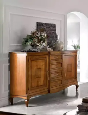 Image de Buffet avec tiroirs en bois Commode Salon Armoire Massive Nouveau